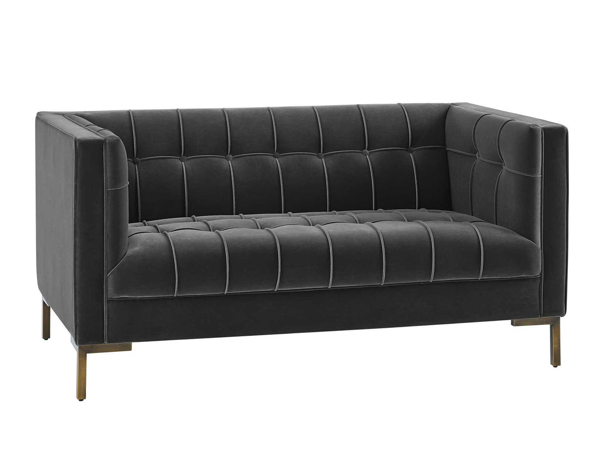 Isaac Channel Stitched Gray Velvet Loveseat by Steve Silver at Eve Furniture