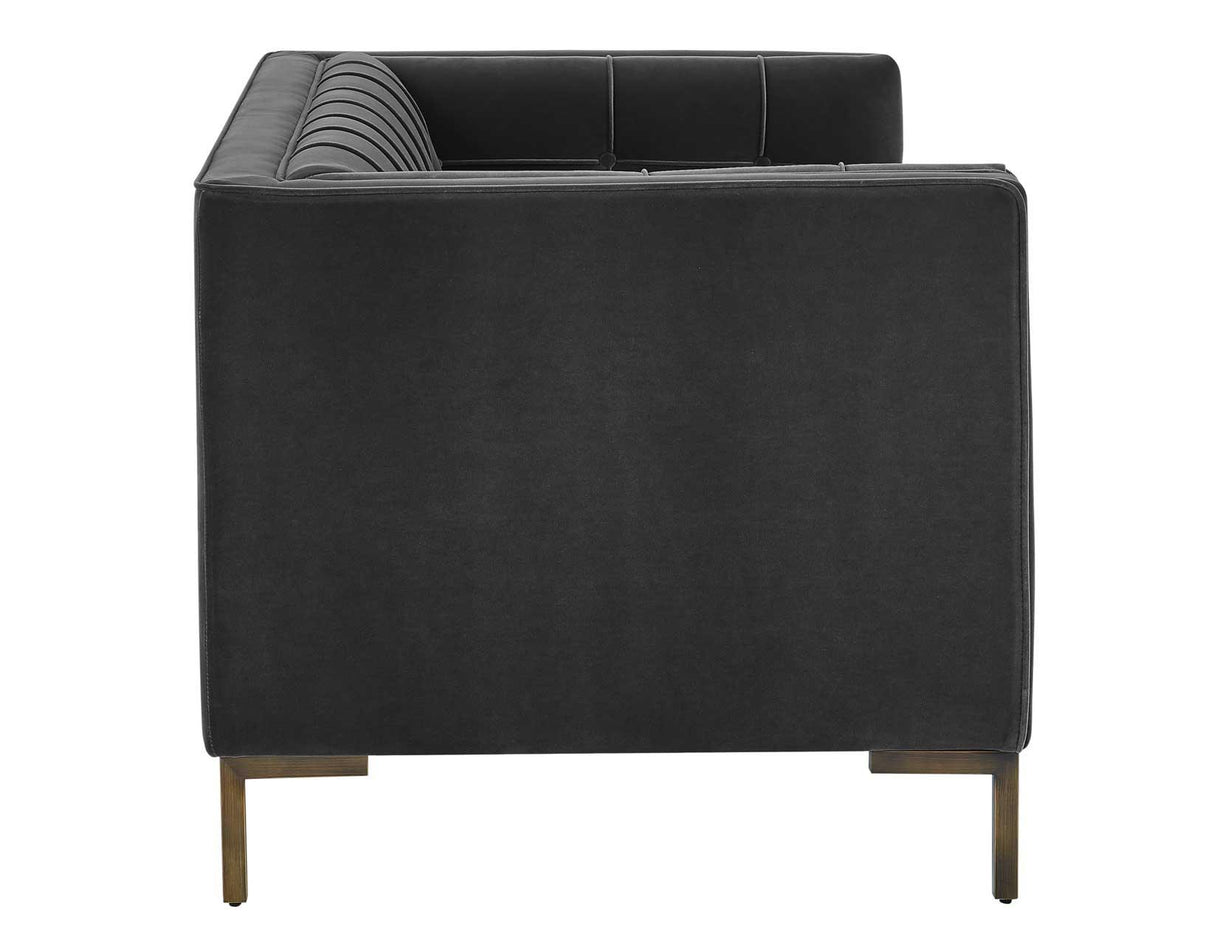 Isaac Channel Stitched Gray Velvet Loveseat by Steve Silver at Eve Furniture