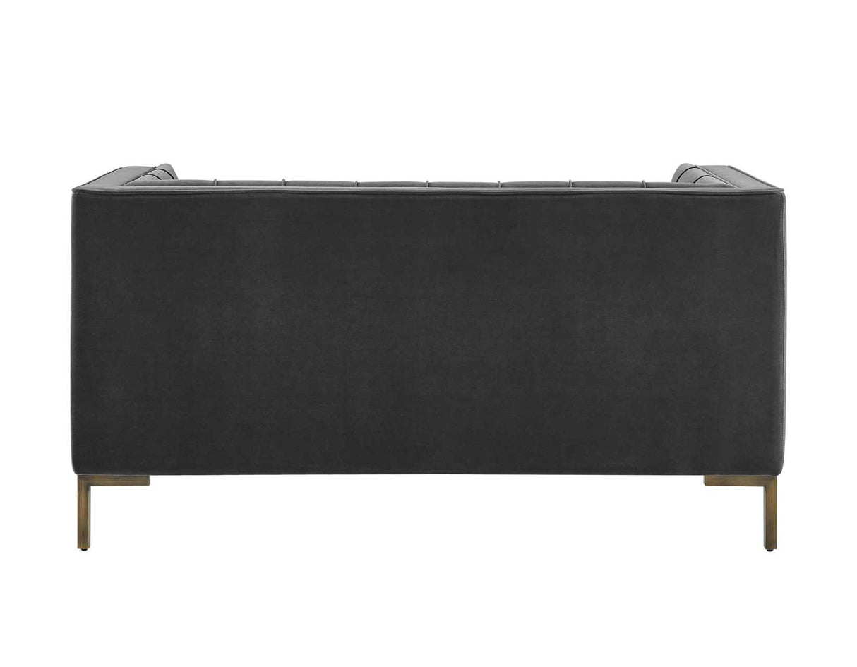 Isaac Channel Stitched Gray Velvet Loveseat by Steve Silver at Eve Furniture