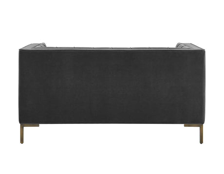 Isaac Channel Stitched Gray Velvet Loveseat by Steve Silver at Eve Furniture