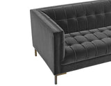 Isaac Channel Stitched Gray Velvet Loveseat by Steve Silver at Eve Furniture