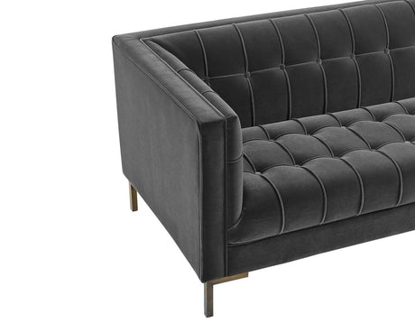 Isaac Channel Stitched Gray Velvet Loveseat by Steve Silver at Eve Furniture