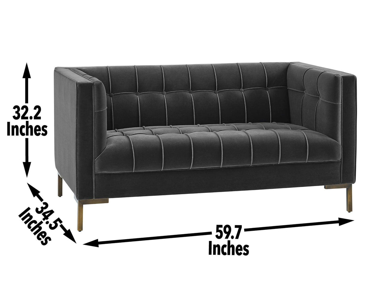 Isaac Channel Stitched Gray Velvet Loveseat by Steve Silver at Eve Furniture