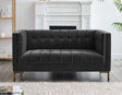 Isaac Channel Stitched Gray Velvet Loveseat by Steve Silver at Eve Furniture