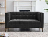 Isaac Channel Stitched Gray Velvet Loveseat by Steve Silver at Eve Furniture