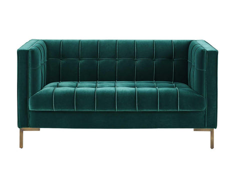 Isaac Channel Stitched Green Velvet Loveseat by Steve Silver at Eve Furniture