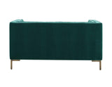 Isaac Channel Stitched Green Velvet Loveseat by Steve Silver at Eve Furniture