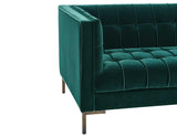 Isaac Channel Stitched Green Velvet Loveseat by Steve Silver at Eve Furniture
