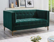 Isaac Channel Stitched Green Velvet Loveseat by Steve Silver at Eve Furniture