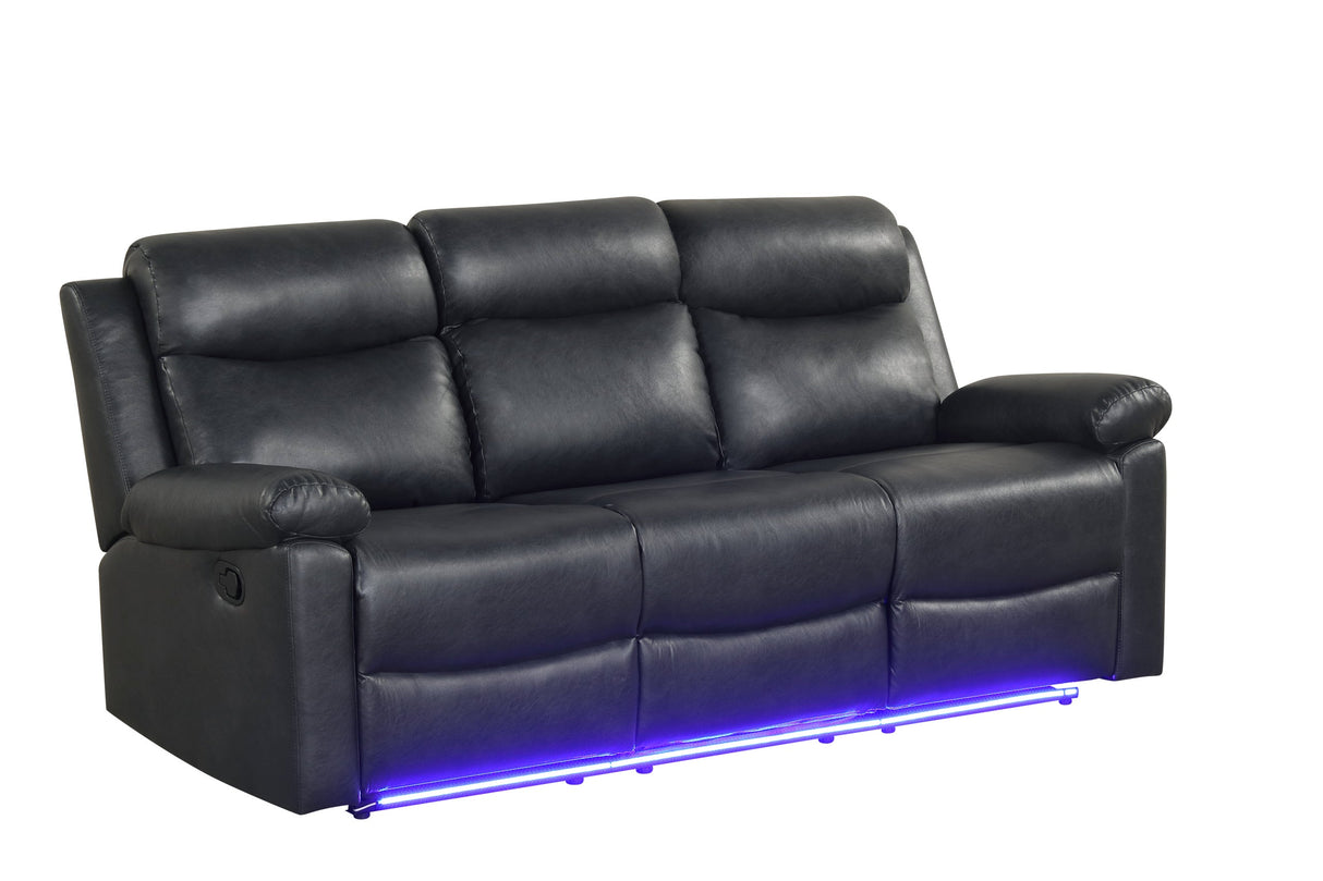Isabel Black Leather Gel 3-Piece Reclining Set by Happy Homes at Eve Furniture