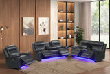 Isabel Black Leather Gel 3-Piece Reclining Set by Happy Homes at Eve Furniture