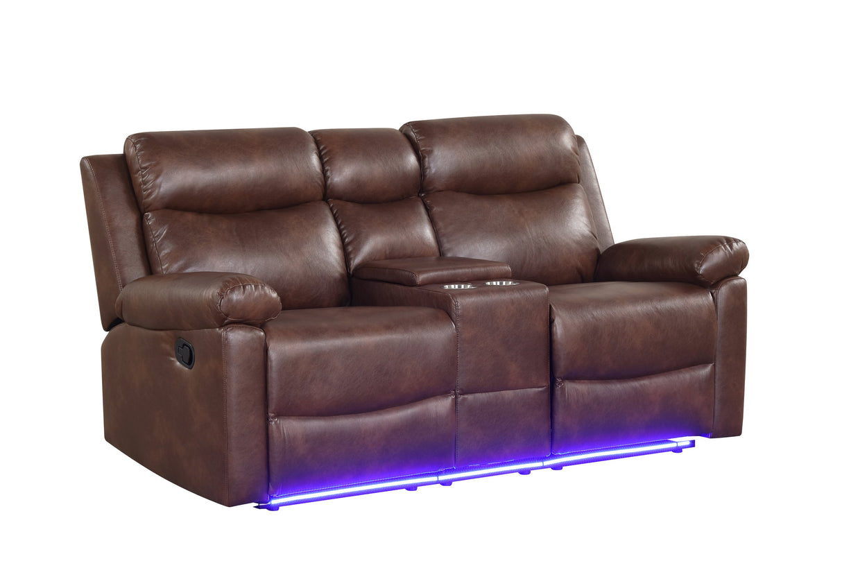 Isabel Espresso Leather Gel 3-Piece Reclining Set by Happy Homes at Eve Furniture