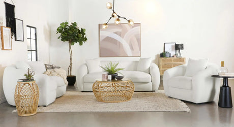 Isabella Faux Sheepskin Upholstered Sofa Natural by Coaster at Eve Furniture