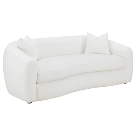 Isabella Faux Sheepskin Upholstered Sofa Natural by Coaster at Eve Furniture