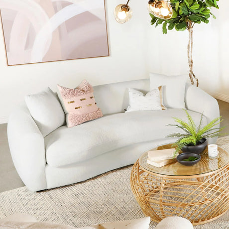 Isabella Faux Sheepskin Upholstered Sofa Natural by Coaster at Eve Furniture