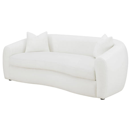Isabella Faux Sheepskin Upholstered Sofa Natural by Coaster at Eve Furniture