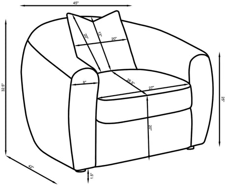 Isabella Upholstered Tight Back Chair White by Coaster at Eve Furniture