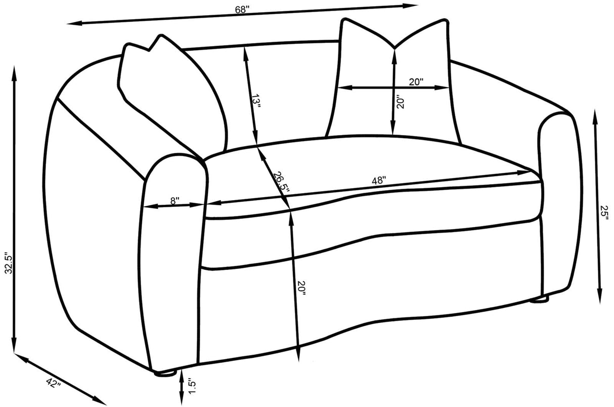 Isabella Upholstered Tight Back Loveseat White