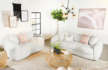 Isabella White Sheepskin Upholstered Tight Back Living Room Set by Coaster at Eve Furniture
