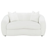 Isabella White Upholstered Tight Back Loveseat by Coaster at Eve Furniture