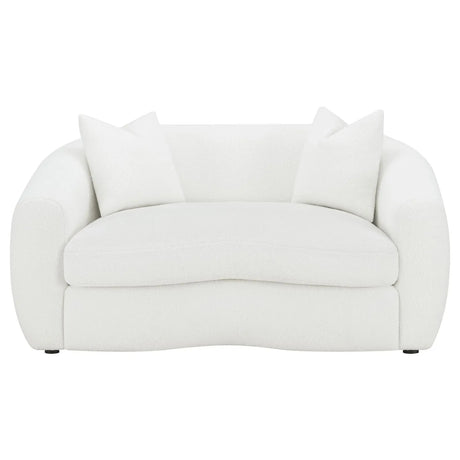 Isabella White Upholstered Tight Back Loveseat by Coaster at Eve Furniture