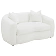 Isabella White Upholstered Tight Back Loveseat by Coaster at Eve Furniture