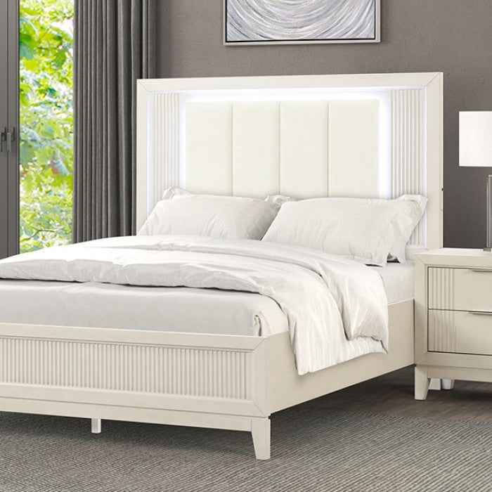 Isadore Antique White 4-Piece Queen Bedroom Set by Furniture of America at Eve Furniture
