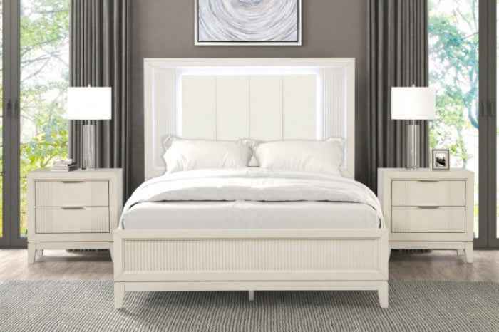 Isadore Antique White 4-Piece Queen Bedroom Set by Furniture of America at Eve Furniture
