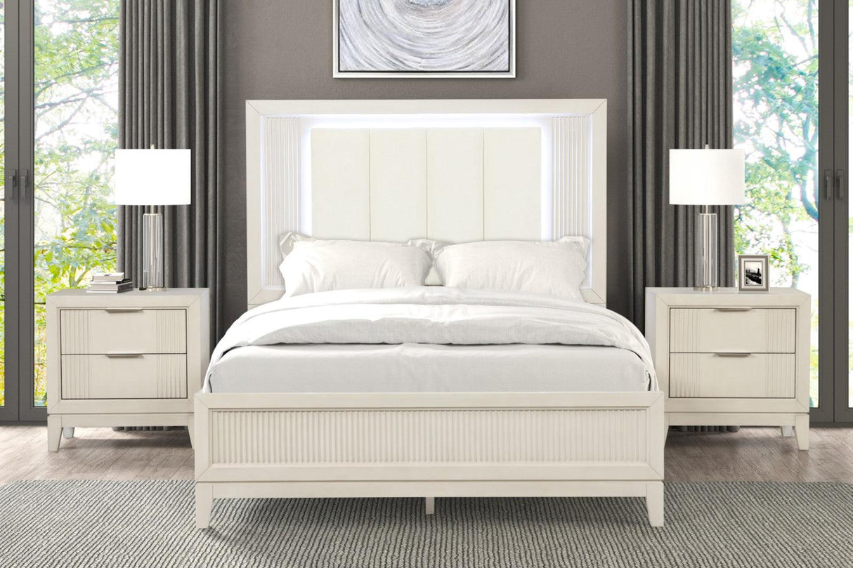 Isadore Antique White LED Queen Panel Bed by Furniture of America at Eve Furniture