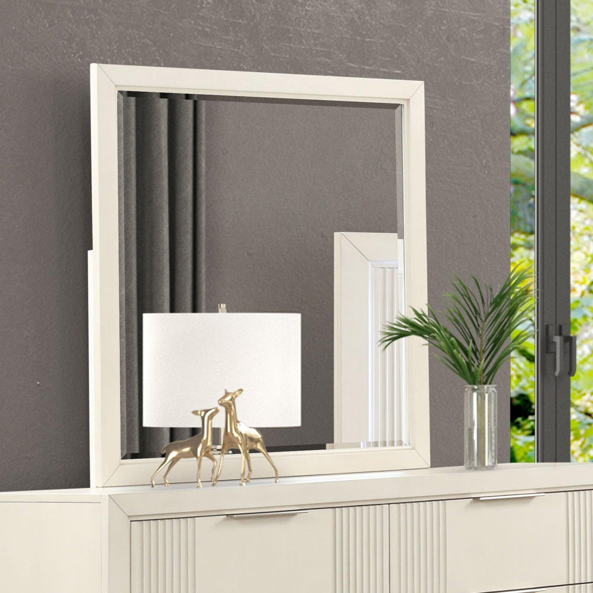 Isadore Antique White Mirror by Furniture of America at Eve Furniture