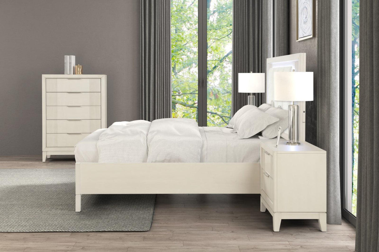 Isadore Antique White LED King Panel Bed by Furniture of America at Eve Furniture
