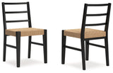 Isanti Light Brown/Black Dining Chair, Set of 2 by ASHLEY FURNITURE at Eve Furniture