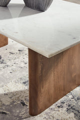 Isanti Light Brown/White Coffee Table by Ashley at Eve Furniture