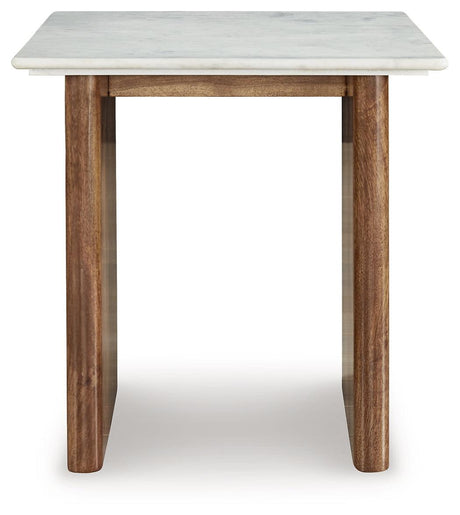 Isanti Light Brown/White End Table by Ashley at Eve Furniture
