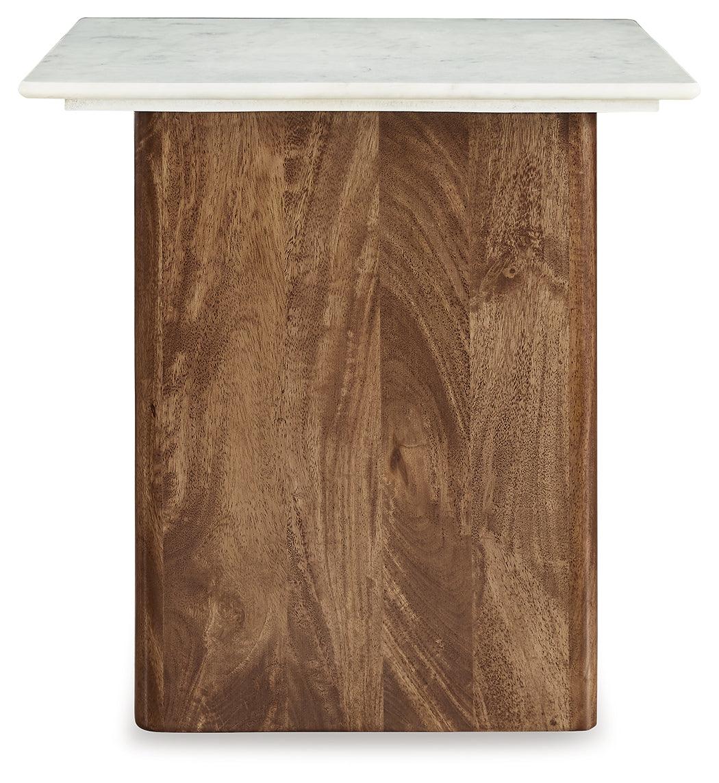 Isanti Light Brown/White End Table by Ashley at Eve Furniture