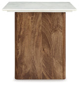 Isanti Light Brown/White End Table by Ashley at Eve Furniture