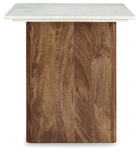 Isanti Light Brown/White End Table by Ashley at Eve Furniture