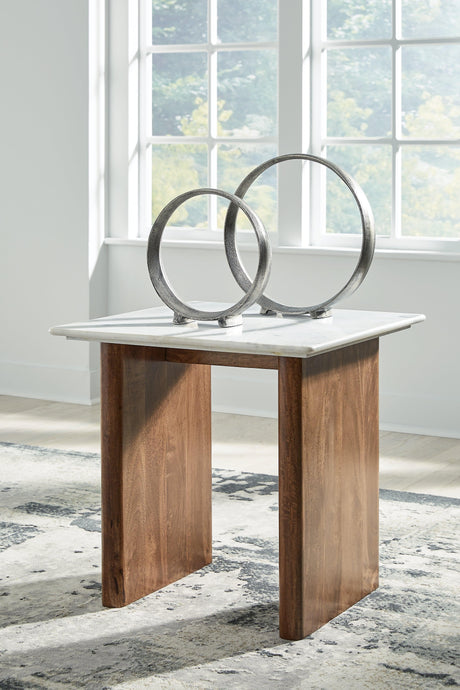 Isanti Light Brown/White End Table by Ashley at Eve Furniture