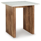 Isanti Light Brown/White End Table by Ashley at Eve Furniture