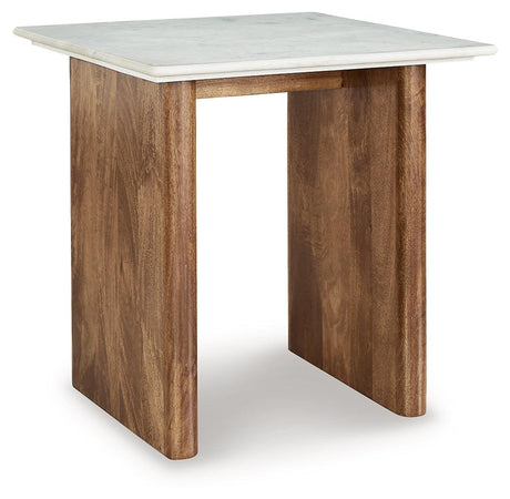 Isanti Light Brown/White End Table by Ashley at Eve Furniture