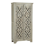 İshana Cream/Brown Tall Cabinet by Crestview at Eve Furniture