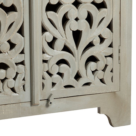 İshana Cream/Brown Tall Cabinet by Crestview at Eve Furniture