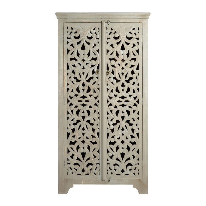 İshana Cream/Brown Tall Cabinet by Crestview at Eve Furniture
