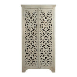 İshana Cream/Brown Tall Cabinet by Crestview at Eve Furniture