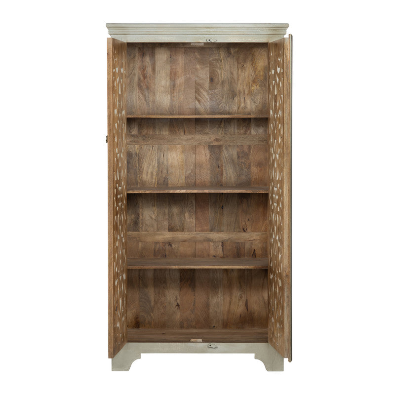 İshana Cream/Brown Tall Cabinet by Crestview at Eve Furniture