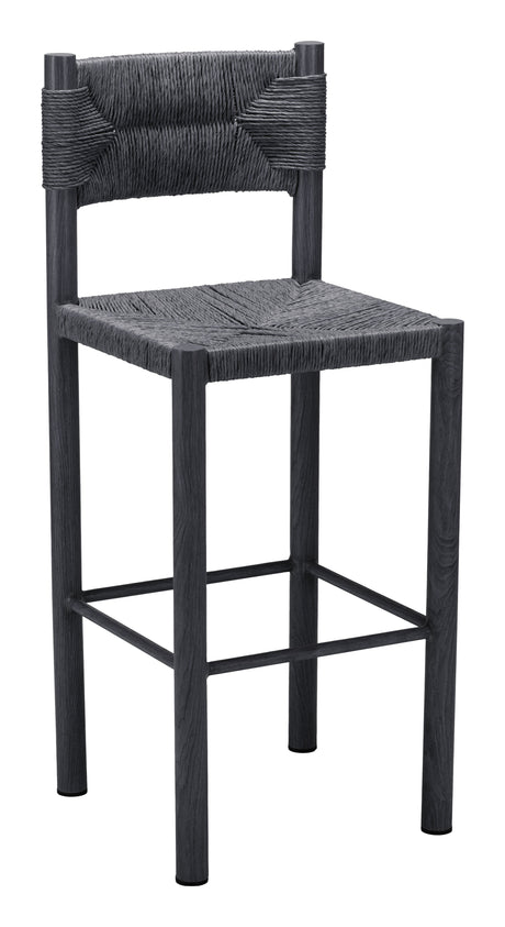Iska Black Outdoor Barstool (Set of 2) by Zuomod at Eve Furniture