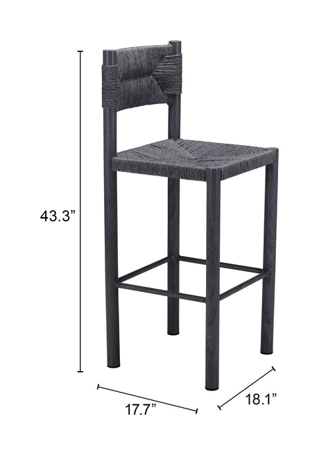 Iska Black Outdoor Barstool (Set of 2) by Zuomod at Eve Furniture