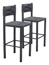 Iska Black Outdoor Barstool (Set of 2) by Zuomod at Eve Furniture