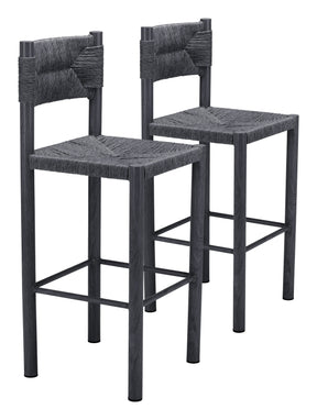 Iska Black Outdoor Barstool (Set of 2) by Zuomod at Eve Furniture