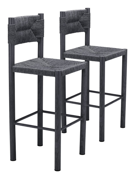 Iska Black Outdoor Barstool (Set of 2) by Zuomod at Eve Furniture